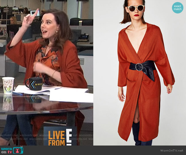 Zara Long Kimono Cardigan worn by Melanie Bromley on E! News
