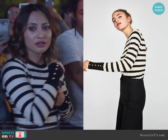 Zara Sweater with Pearly Cuffs worn by Ana Torres (Francia Raisa) on Grown-ish