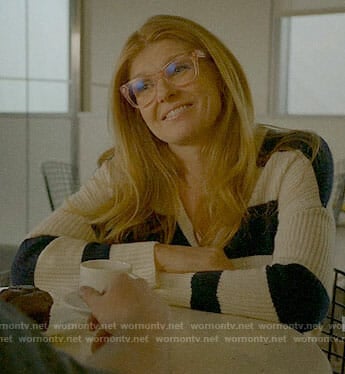 Abby’s striped v-neck sweater on 9-1-1