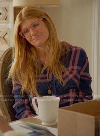 Abby’s navy and pink plaid shirt on 9-1-1
