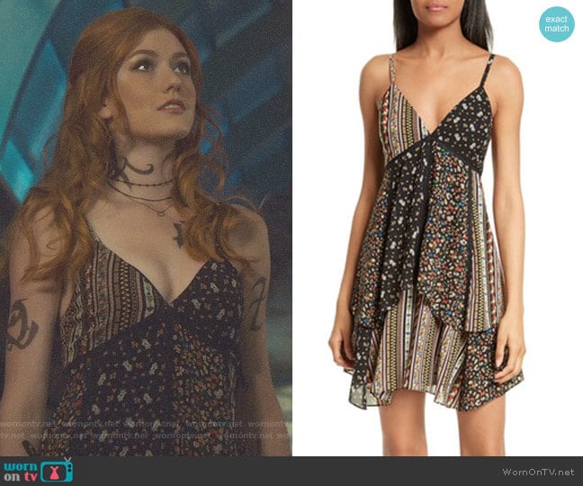 Alice + Olivia Delilah Tiered Print Stretch Silk Dress worn by Clary Fray (Katherine McNamara) on Shadowhunters