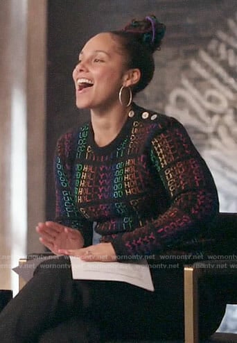 Alicia Keys’s Hollywood sweater on The Voice