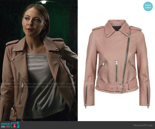 All Saints Balfern Jacket in Blush worn by Thea Queen (Willa Holland) on Arrow