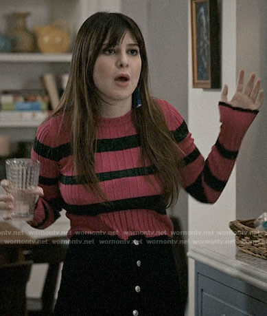 Ali’s pink striped sweater on Madam Secretary