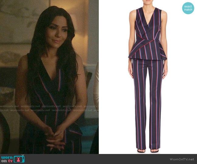 Altuzarra Serge Striped Pants worn by Hermione Lodge (Marisol Nichols) on Riverdale