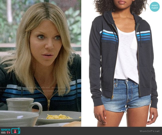 Aviator Nation 5-Stripe Zip Hoodie in Charb worn by Mackenzie Murphy (Kaitlin Olson) on The Mick