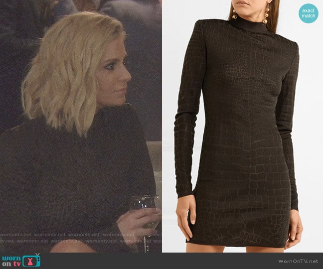 Balmain Croc-Effect Knitted Mini Dress worn by Dorit Kemsley on The Real Housewives of Beverly Hills