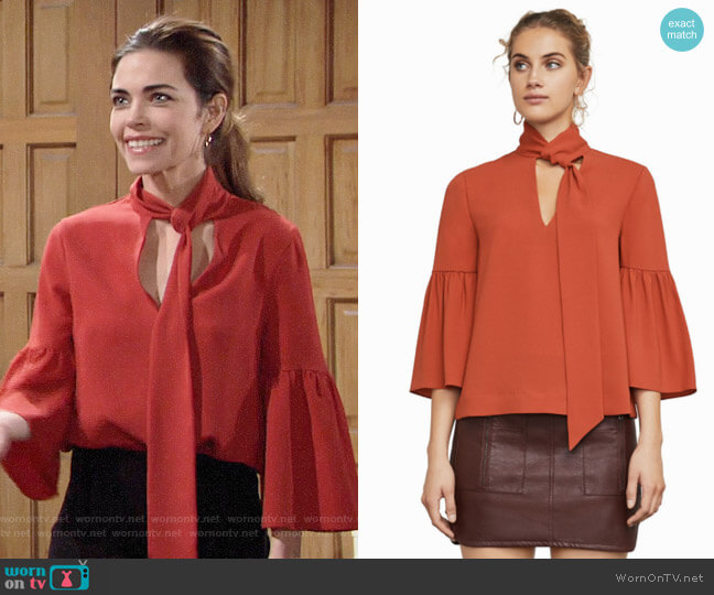 Mellie Top Bcbgmaxazria worn by Victoria Newman (Amelia Heinle) on The Young and the Restless