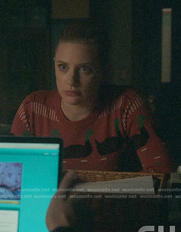Betty’s orange duck print sweater on Riverdale