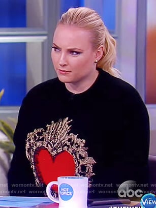Meghan’s black heart embellished sweater on The View