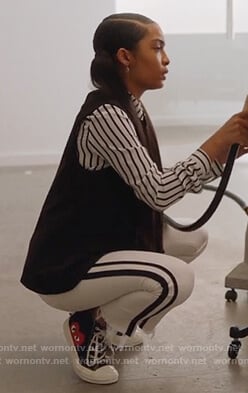 Zoey’s striped pants and high top sneakers on Grown-ish