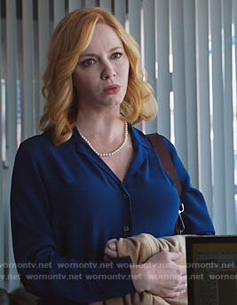 Beth’s blue silk shirt on Good Girls