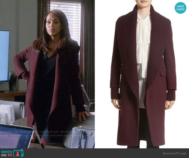 Burberry Cairndale Knit Trim Cashmere Coat worn by Olivia Pope (Kerry Washington) on Scandal