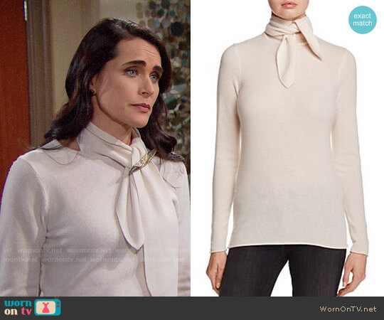 C by Bloomingdales Cashmere Tie-Neck Sweater worn by Quinn Fuller (Rena Sofer) on The Bold and the Beautiful