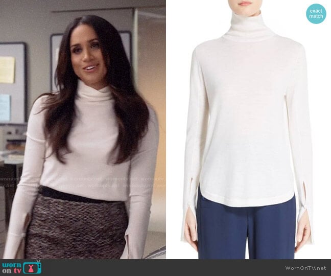 Chloe Split Sleeve Turtleneck Sweater worn by Rachel Zane (Meghan Markle) on Suits