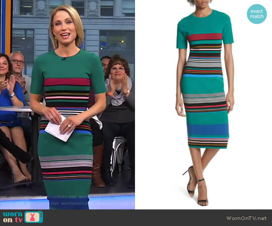 Diane von Furstenberg Stripe Short Sleeve Sweater Dress worn by Amy Robach on Good Morning America