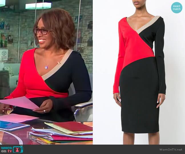 Diane von Furstenberg Colourblocked Dress worn by Gayle King on CBS Mornings