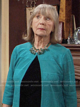 Dina’s turquoise cardigan on The Young and the Restless