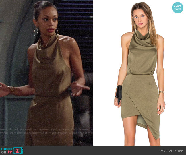 Elliatt Camo Dress in Khaki worn by Hilary Curtis (Mishael Morgan) on The Young and the Restless