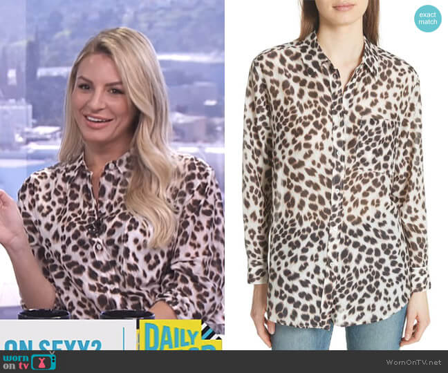 Equipment Daddy Leopard Print Blouse worn by Morgan Stewart on E! News