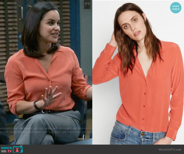Equipment Adalyn Blouse worn by Amy Santiago (Melissa Fumero) on Brooklyn Nine-Nine