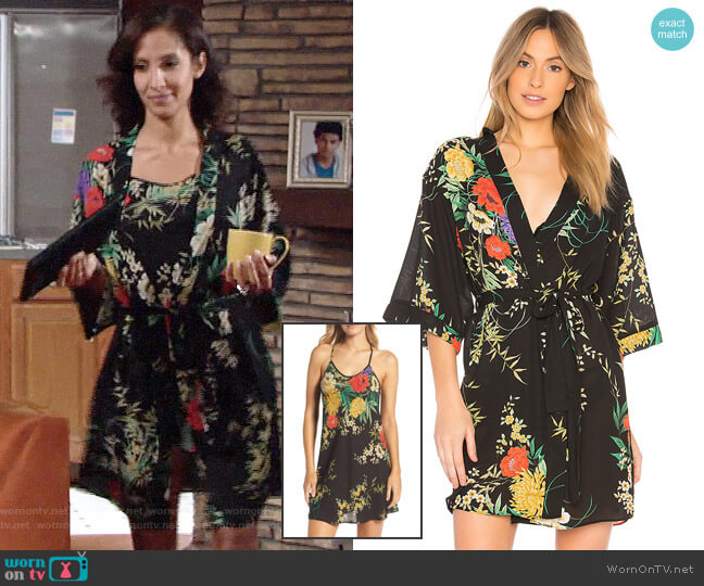 Flora Nikrooz Floral Robe worn by Lily Winters (Christel Khalil) on The Young and the Restless