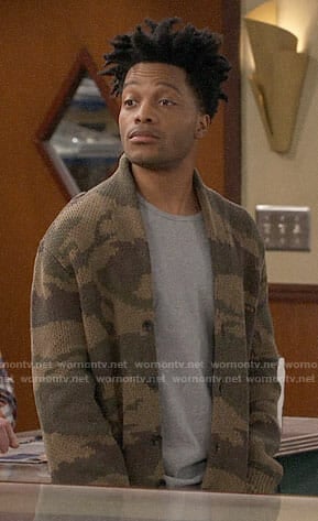 Franco’s camouflage cardigan on Superior Donuts