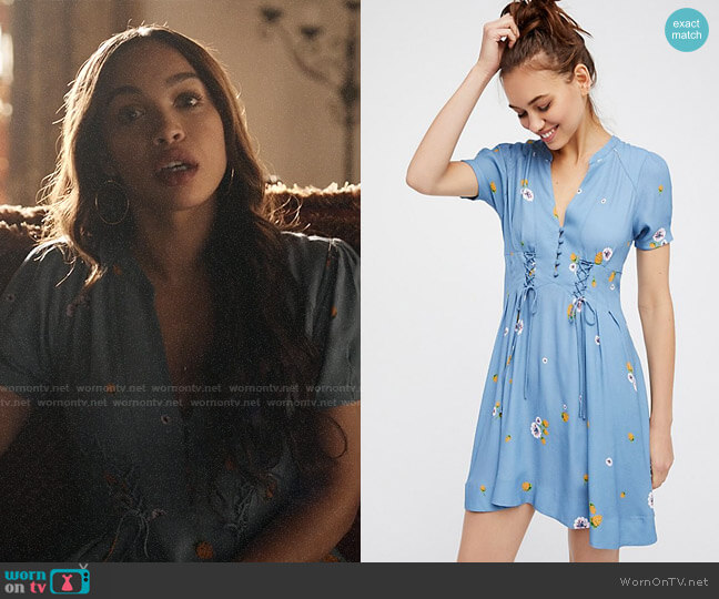 Free People Dream Girl Mini Dress in Chambray Multi worn by Erica Dundee (Cleopatra Coleman) on Last Man On Earth