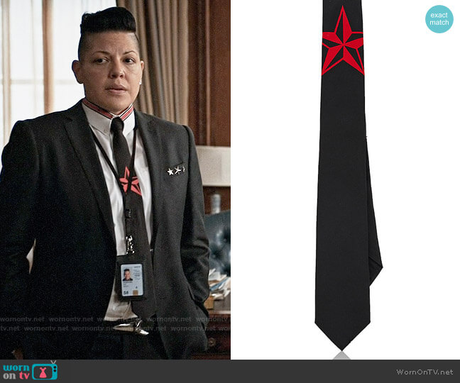 Givenchy Star-Motif Silk Necktie worn by Kat Sandoval (Sara Ramirez) on Madam Secretary