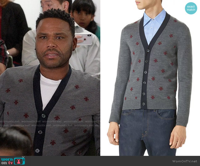 Gucci Wool Cardigan w/Bees & Stars worn by Andre Johnson (Anthony Anderson) on Black-ish