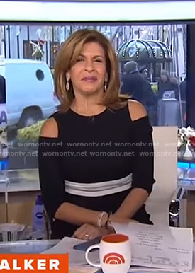 Hoda’s black cold-shoulder dress on Today