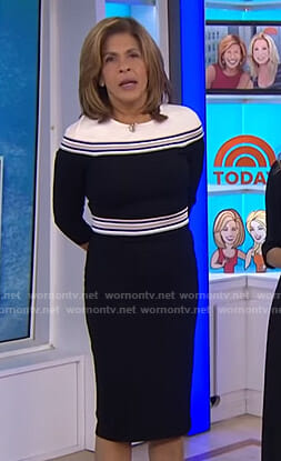 Hoda’s black striped dress on Today