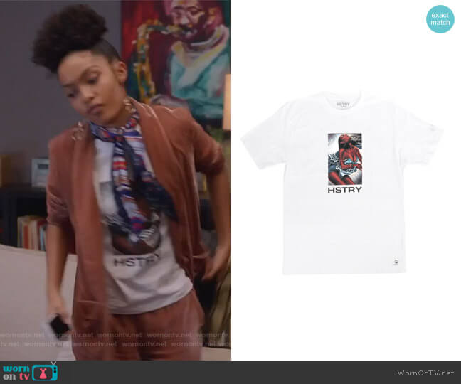 Hstry Clothing Disco Tee worn by Zoey Johnson (Yara Shahidi) on Grown-ish