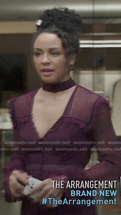Shaun’s purple midi dress on The Arrangement