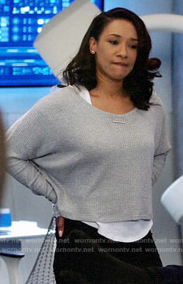 Iris’s grey cropped sweater on The Flash