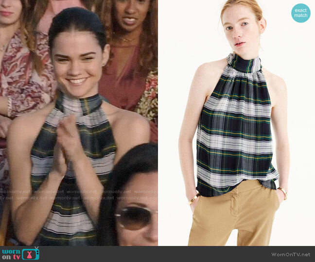 J.Crew Tie Neck Top in Stewart Plaid worn by Callie Jacob (Maia Mitchell) on The Fosters