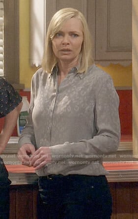 Jill’s grey leopard print shirt on Mom