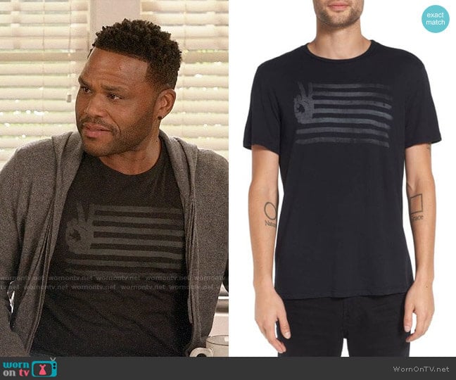 John Varvatos Peace Flag Graphic T-Shirt worn by Andre Johnson (Anthony Anderson) on Black-ish
