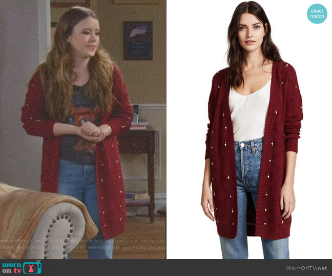 Jonathan Simkhai Matador Embellished Cardigan worn by Kendra Gable (Taylor Spreitler) on Kevin Can Wait