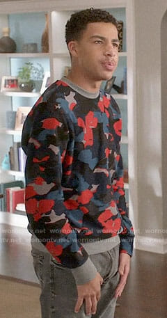 Junior’s red and blue camo sweatshirt on Black-ish