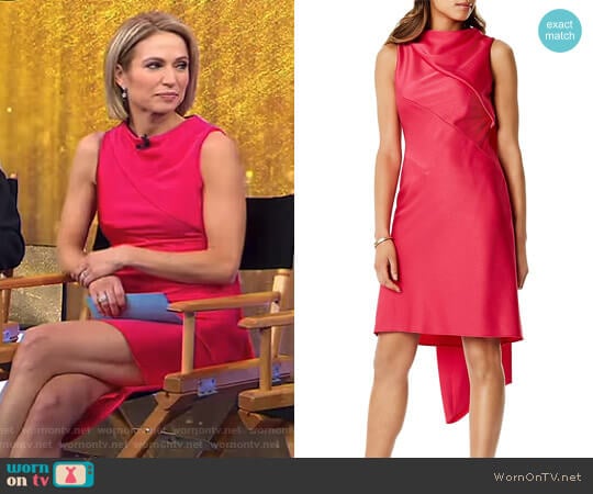 Karen Millen Asymmetric Draped Shift Dress worn by Amy Robach on Good Morning America