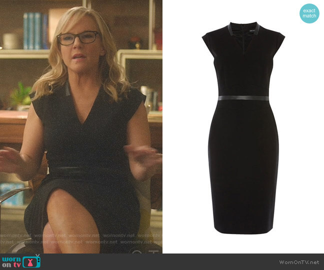 Karen Millen Contrast Waist-Belt Dress worn by Linda Martin (Rachael Harris) on Lucifer