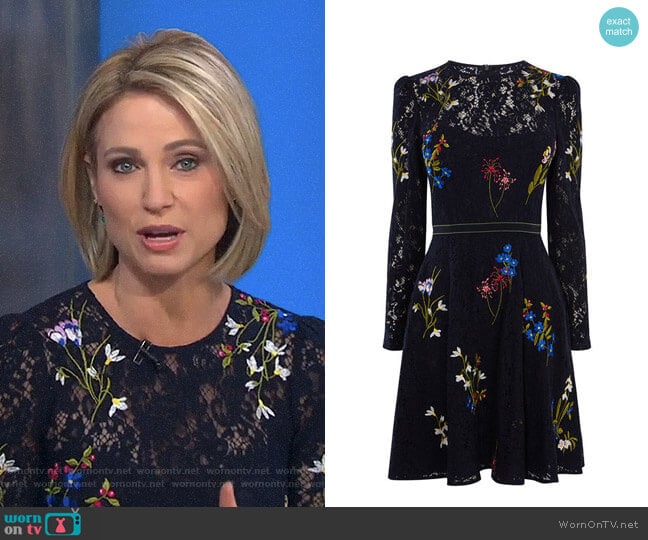 Karen Millen Embroidered Lace Dress worn by Amy Robach on Good Morning America