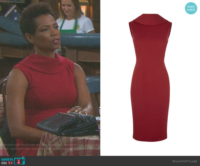 Karen Millen High-Neck Pencil Dress worn by Valerie Grant (Vanessa Williams) on Days of our Lives