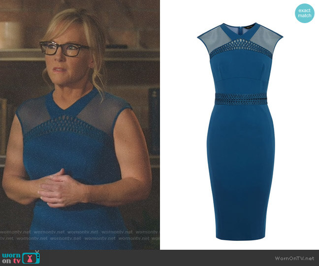 Karen Millen Mesh & Lace Pencil Dress worn by Linda Martin (Rachael Harris) on Lucifer
