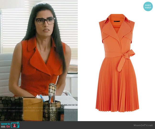 Karen Millen Pleated Trench Dress worn by Krishna (Shelly Bhalla) on Jane the Virgin