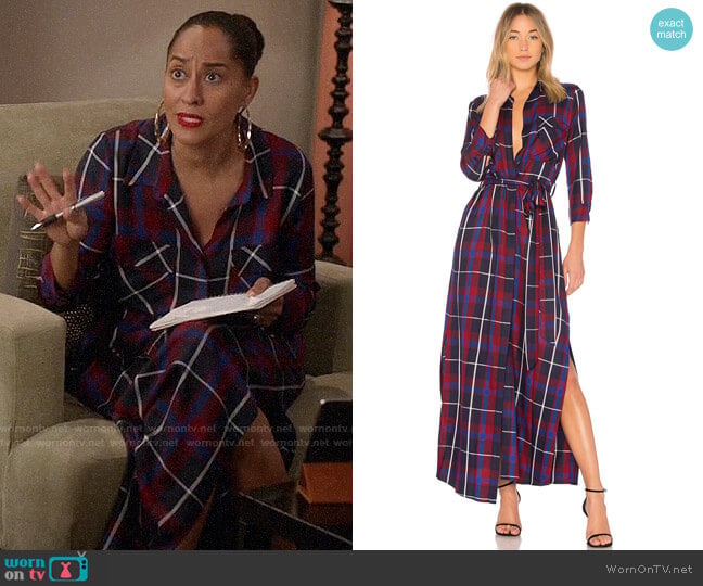 LAgence Cameron Plaid Shirtdress worn by Rainbow Johnson (Tracee Ellis Ross) on Black-ish