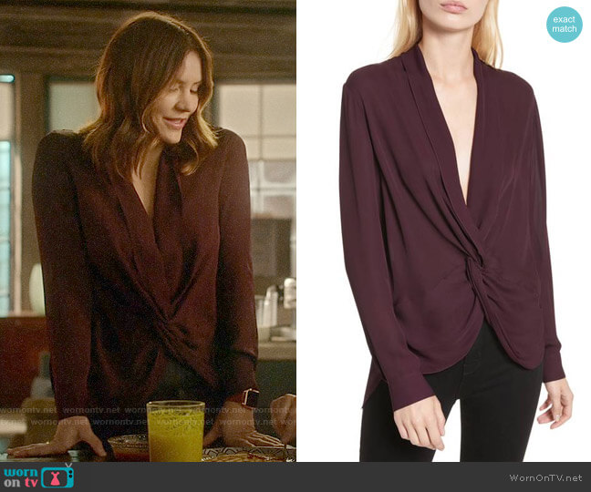 LAgence Twist Front Silk Blouse worn by Paige Dineen (Katharine McPhee) on Scorpion