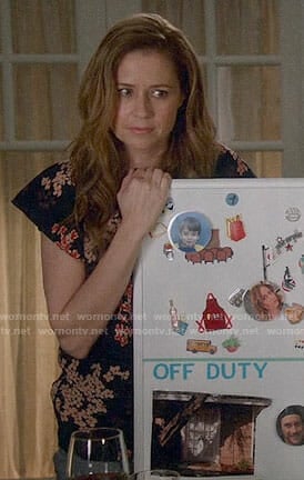 Lena’s navy floral top on Splitting Up Together