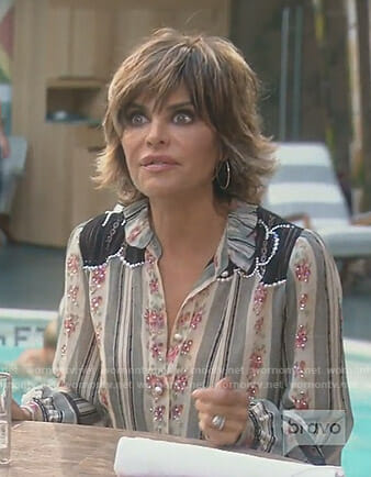 Lisa’s embellished printed blouse on The Real Housewives of Beverly Hills